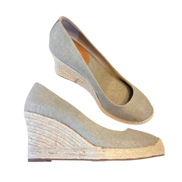 J. Crew NEW Seville Metallic Canvas Espadrille Wedge - Picture 1 of 9